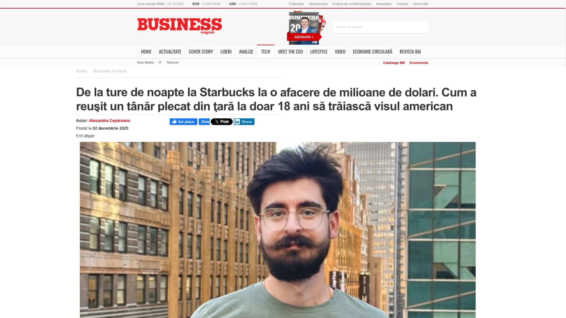 De la ture de noapte la Starbucks la o afacere de milioane de dolari. Cum a reuşit un tânăr plecat din ţară la doar 18 ani să trăiască visul american